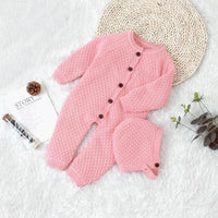 Cozy Handmade Baby Knitted Romper with Matching Hat