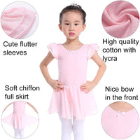 Light pink girls ballet tutu dress with cute flutter sleeves and soft chiffon full skirt for toddlers