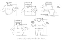 Illustration of measurements for the 'Logan' Chic Kids Party Dress to ensure the perfect fit for your child, an essential guide for this chic kids party dress.