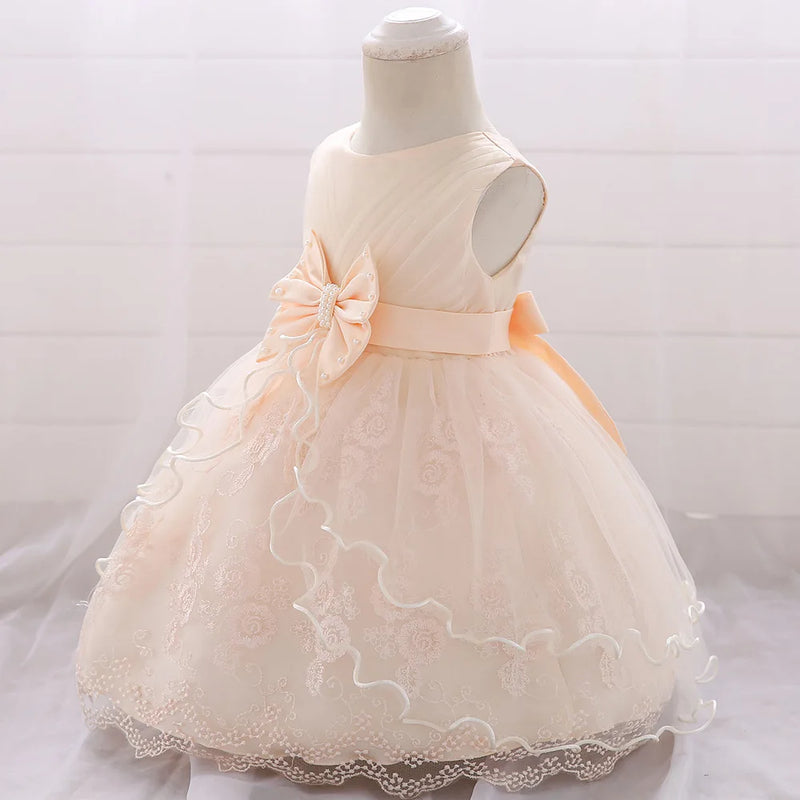Elegant Pearl Bow Dress