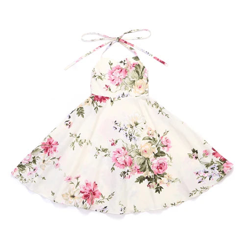 A lovely view of the 'Oh Suzannah' Floral Party Dress in lavender, highlighting its elegant design.