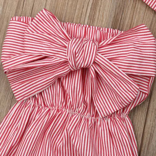 "Kristy-Ann" Stripe Romper And Headbow