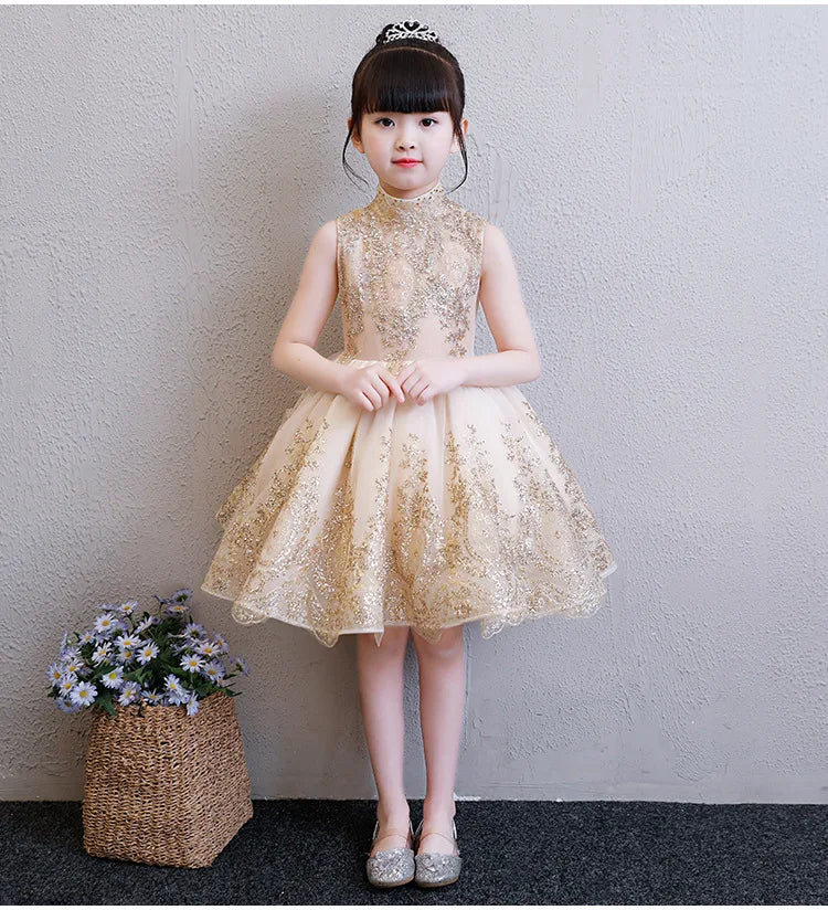 "Regina" Gold Filigree Party Dress