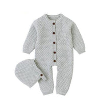 Cozy Handmade Baby Knitted Romper with Matching Hat