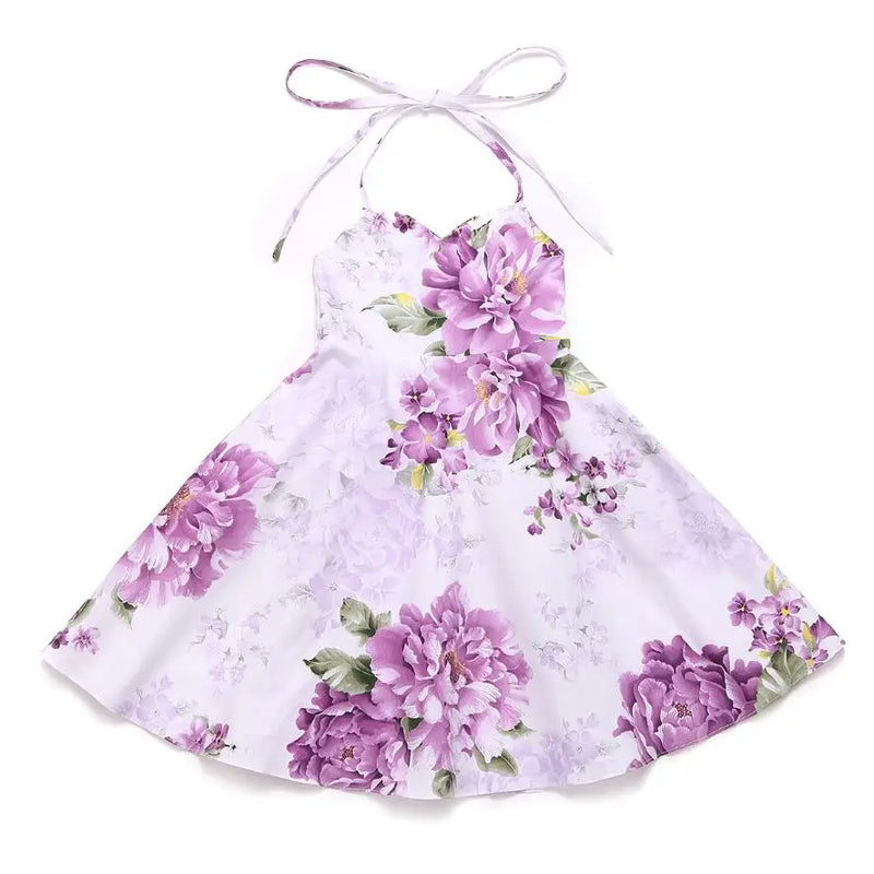 'Oh Suzannah' Floral Party Dress in light lavender with rich florals, an ideal choice for children's events.