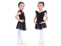 Girls black ballet tutu dress with sheer flutter sleeves for toddlers