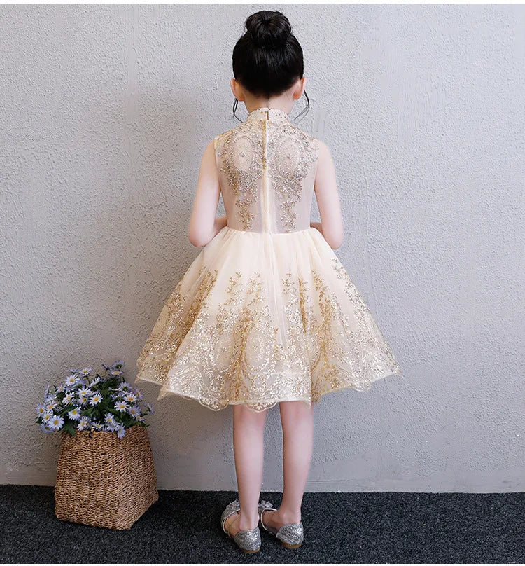 "Regina" Gold Filigree Party Dress