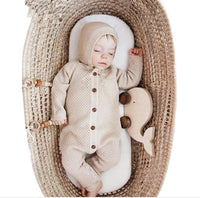 Cozy Handmade Baby Knitted Romper with Matching Hat