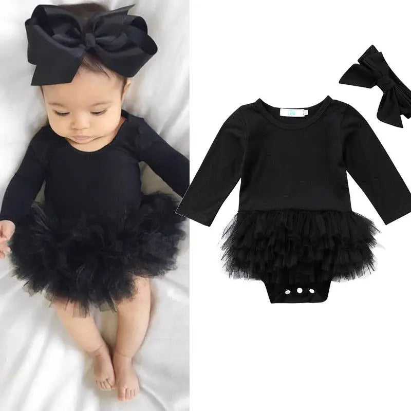 Chic "Lola" Kids Black Tutu Romper Set