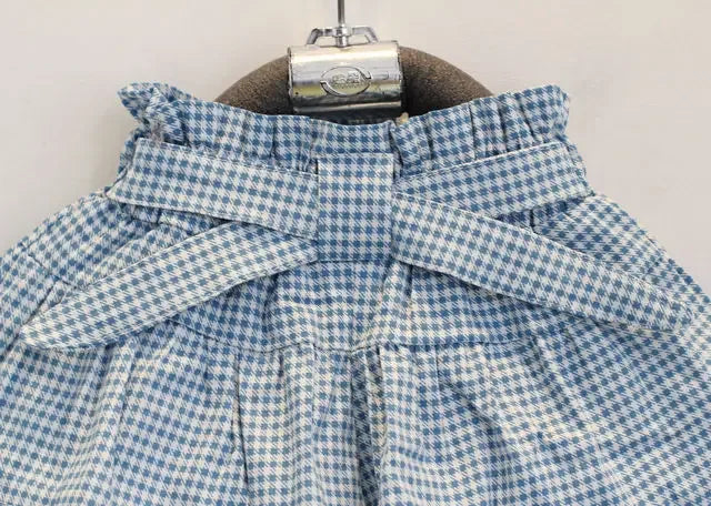 Ruffled Blue and White Checked Girl's Skort Set With Cute Top - The Palm Beach Baby