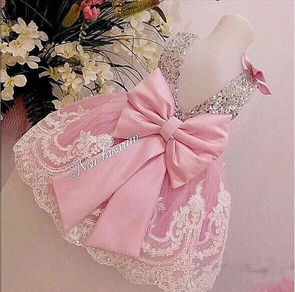 "Caroline" Lace Special Occasion Dress - Princess Pink