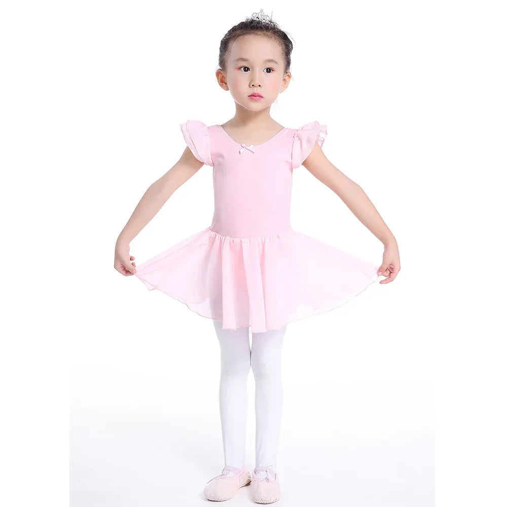 girls ballet tutu dress in light pink with ruffled sleeves for toddlers