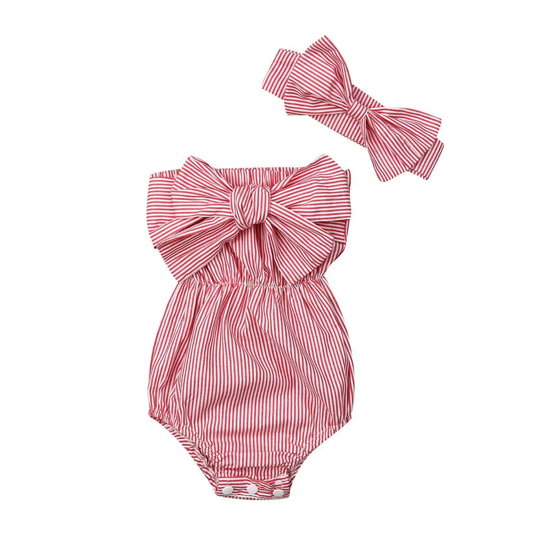 "Kristy-Ann" Stripe Romper And Headbow