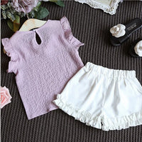 "Lainey" 2 PC Little Girls Summer Shorts Set -2 colors - The Palm Beach Baby