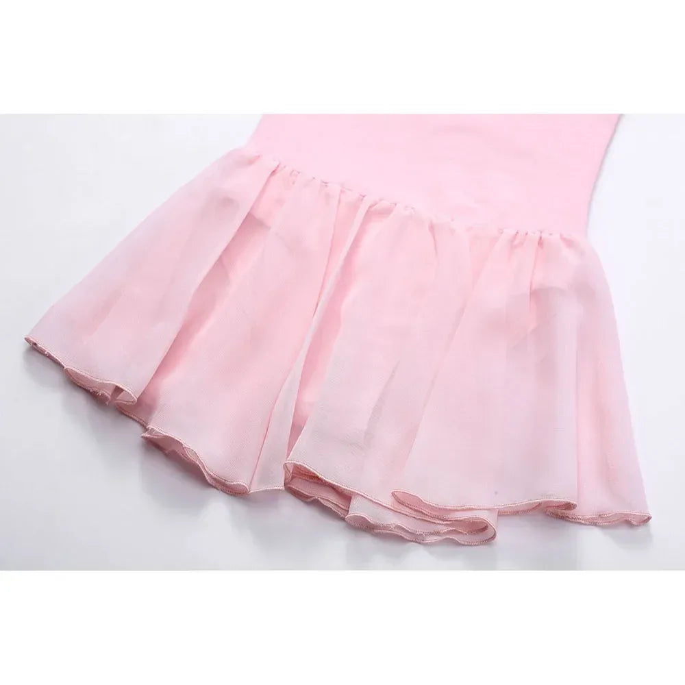 Light pink girls ballet tutu dress with sheer layered skirt for toddlers