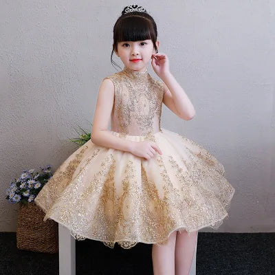 "Regina" Gold Filigree Party Dress