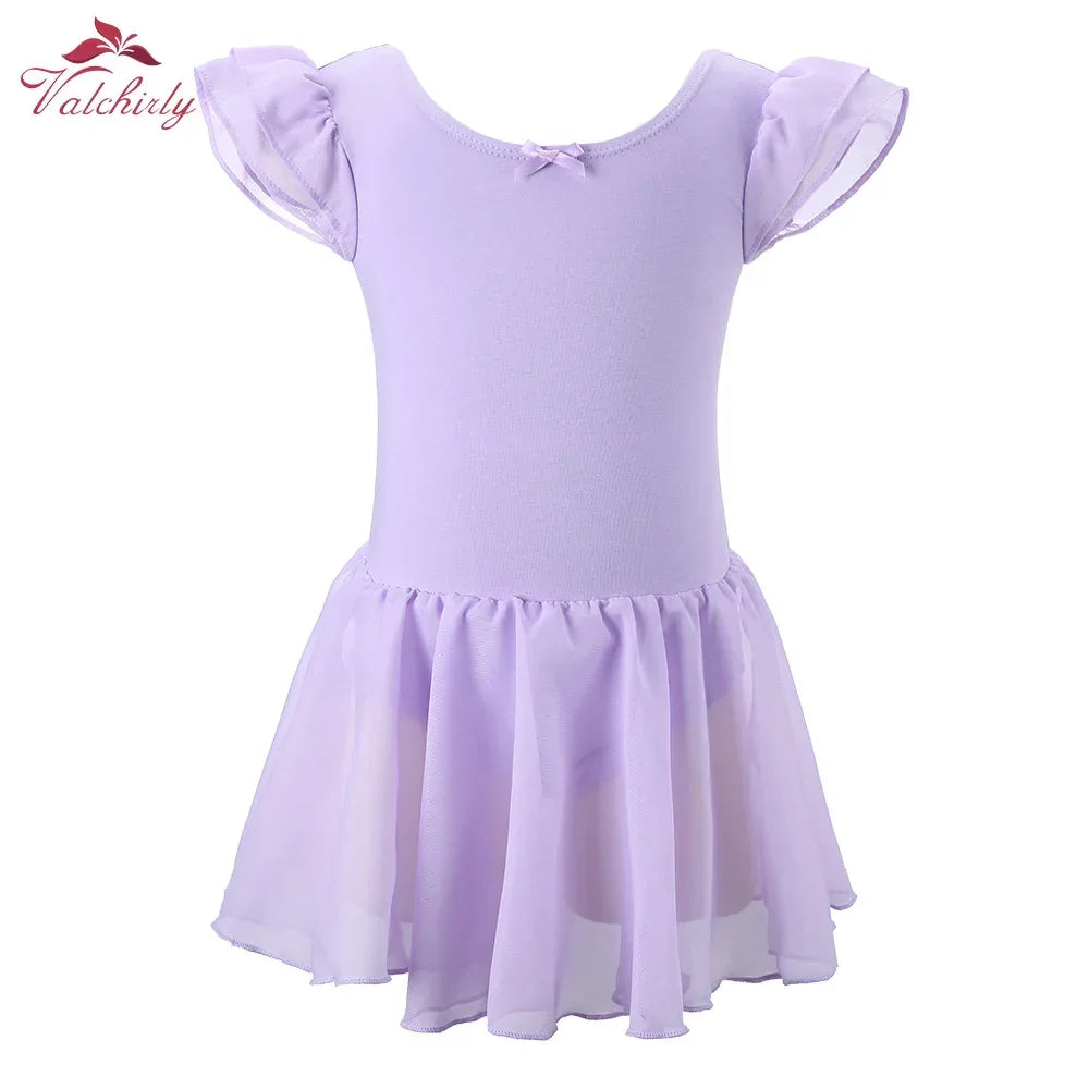 girls lavender ballet tutu dress with puff sleeves for toddlers and kids
