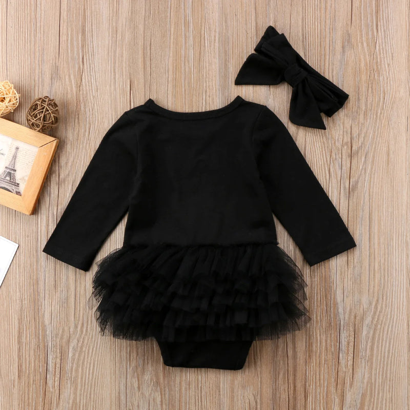Chic "Lola" Kids Black Tutu Romper Set