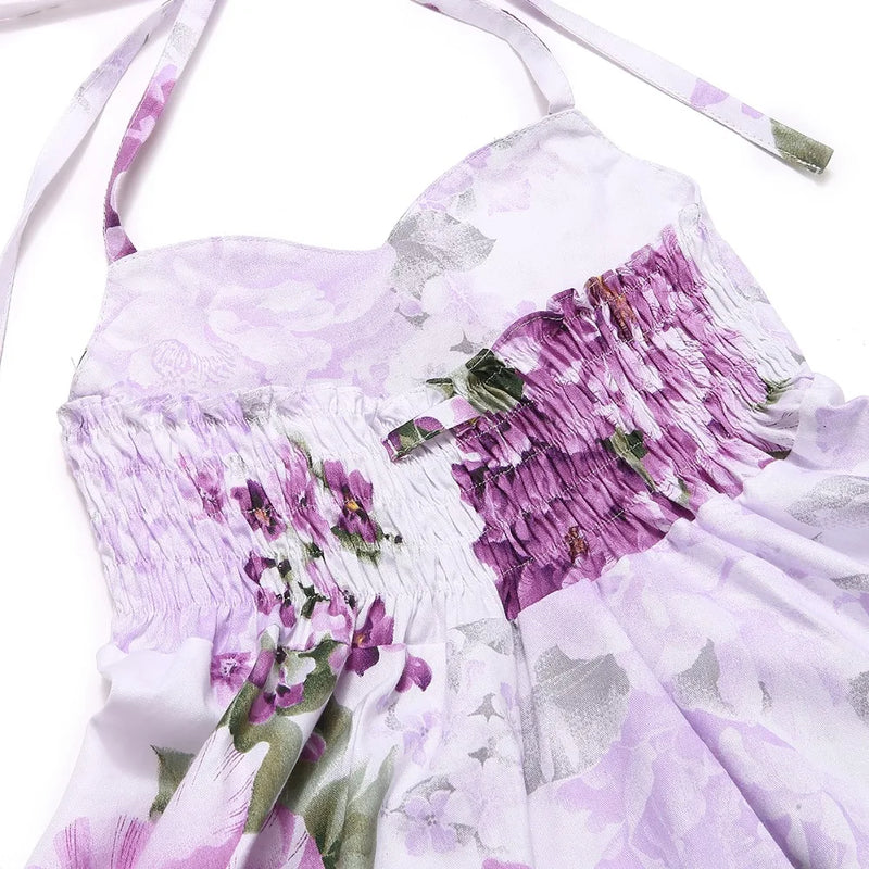 'Oh Suzannah' Floral Party Dress in cream with beautiful pink floral print, perfect for little girls.