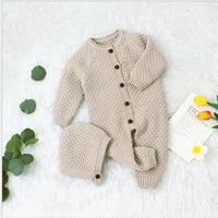 Cozy Handmade Baby Knitted Romper with Matching Hat