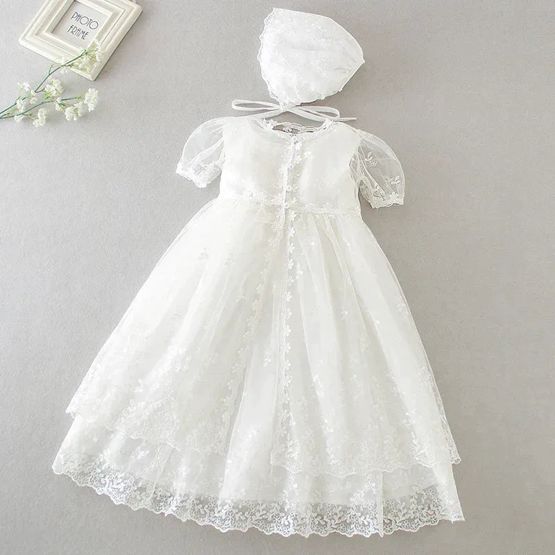 Elegant 'Tisha' Christening Gown Set With Bonnet For Infants Up To 24 Months - The Palm Beach Baby