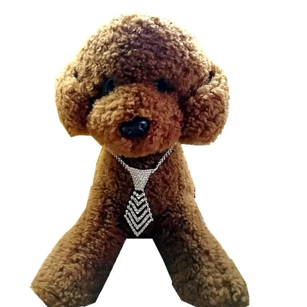 Dapper Pet Rhinestone Tie for Glam Pets - Elegant White Accessory for Stylish Dogs & Cats - The Palm Beach Baby