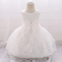 Elegant Pearl Bow Dress for Girls in Stylish Lace- 5 Chic Colors - The Palm Beach Baby