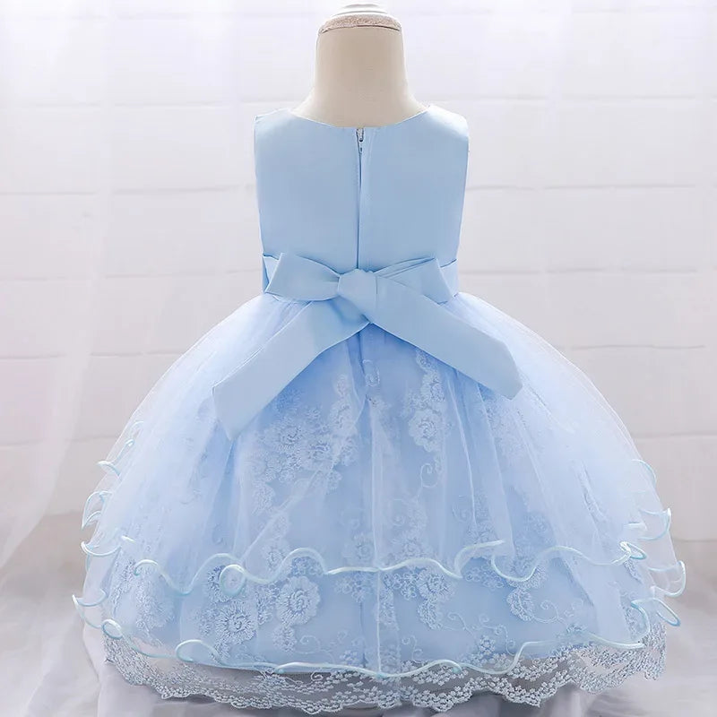 Elegant Pearl Bow Dress for Girls in Stylish Lace- 5 Chic Colors - The Palm Beach Baby