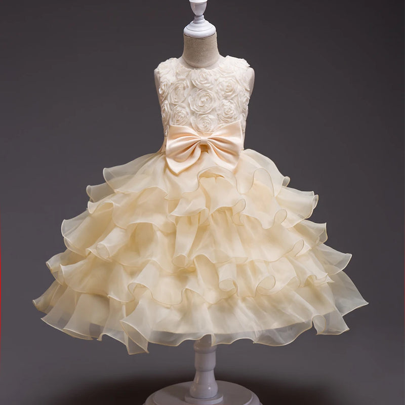 "Solange" Rosette Tiered Special Occasion Dress
