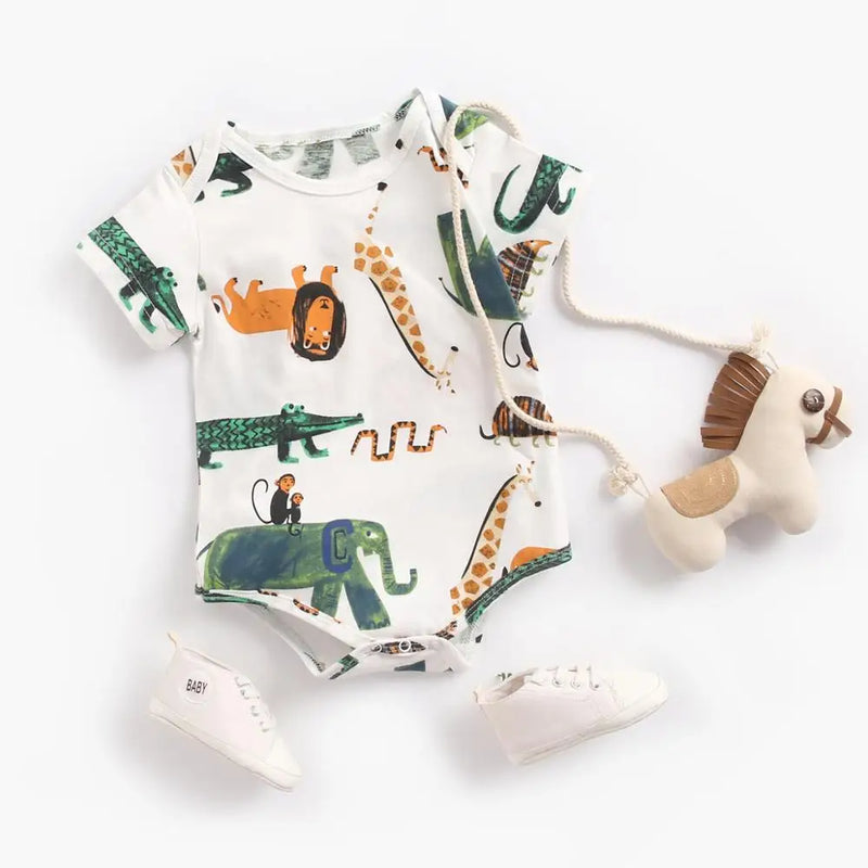 "Animal Love" Babies Short-Sleeved Romper Onesies