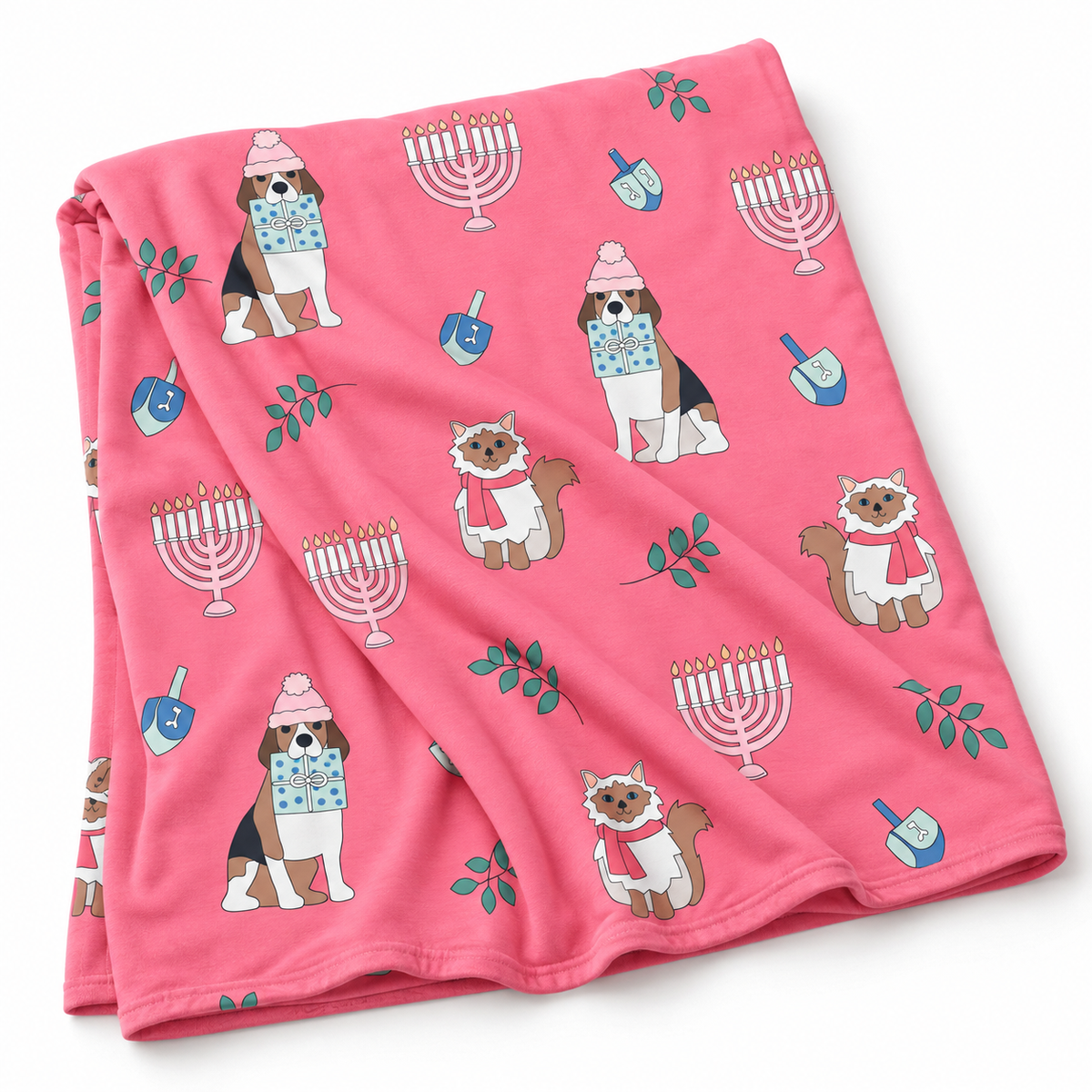 Hanukkah Pets (Dream Blanket) - Pink
