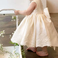 Cassidy Embroidered Special Occasion Girls Dress - Creamy Yellow or Palm Way Pink