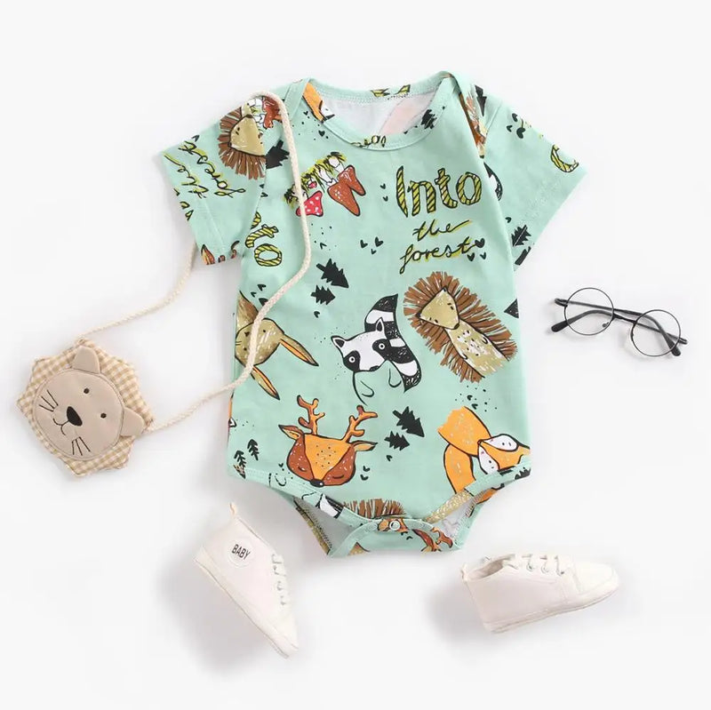 "Animal Love" Babies Short-Sleeved Romper Onesies