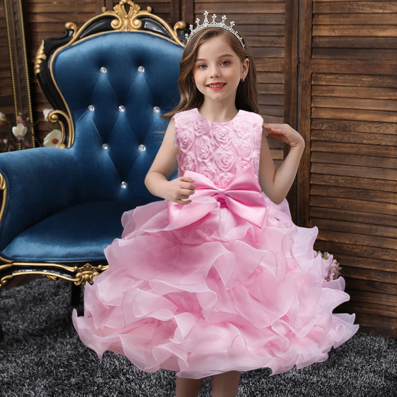 "Solange" Rosette Tiered Special Occasion Dress