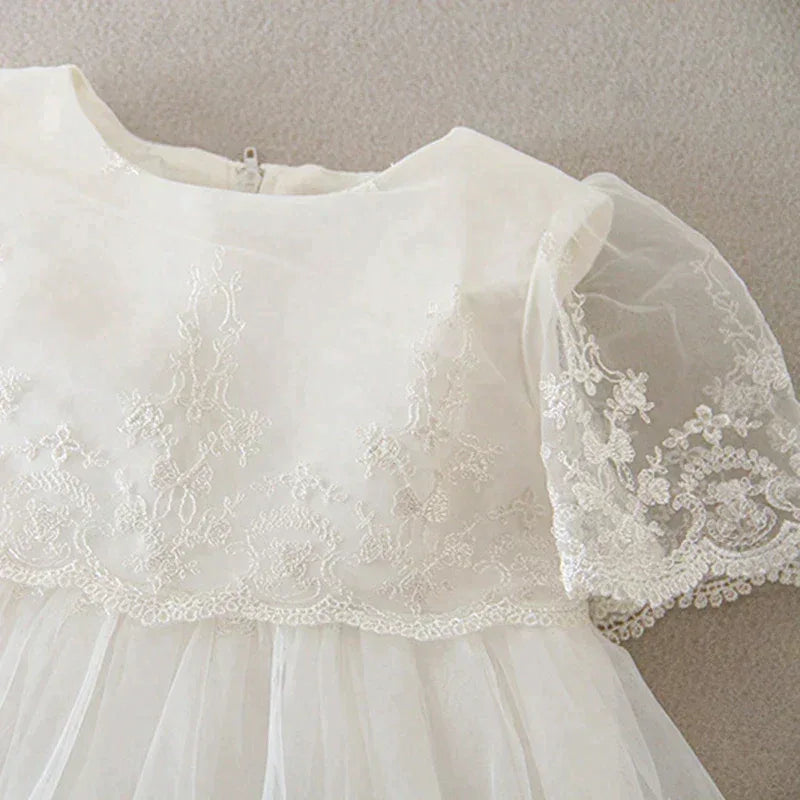 'Nicolette' White Lace Dress with Matching Bonnet for Newborns to 24 Months - Elegant Special Occasion Wear - The Palm Beach Baby