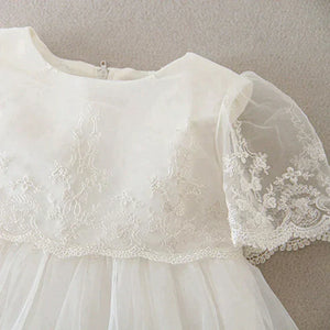 'Nicolette' White Lace Dress with Matching Bonnet for Newborns to 24 Months - Elegant Special Occasion Wear - The Palm Beach Baby