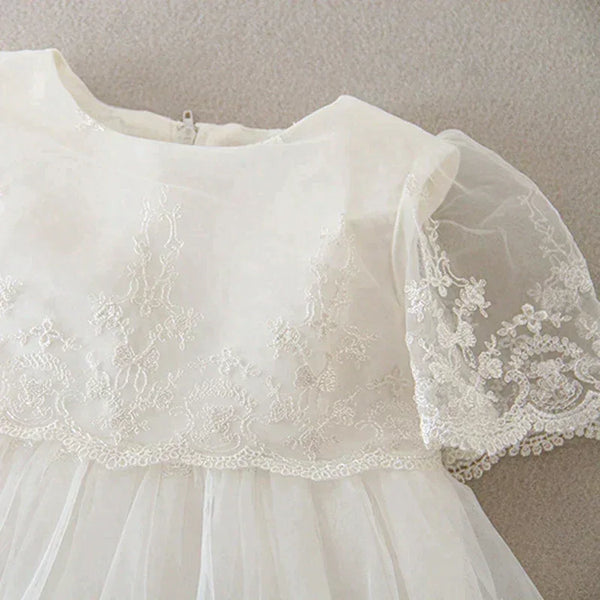 'Nicolette' White Lace Dress with Matching Bonnet for Newborns to 24 Months - Elegant Special Occasion Wear - The Palm Beach Baby
