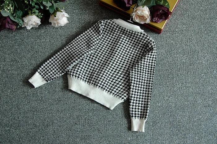 "Sacha-Marie" Knitted Girls Houndstooth Skirt Set - 2 Classic Colors - The Palm Beach Baby