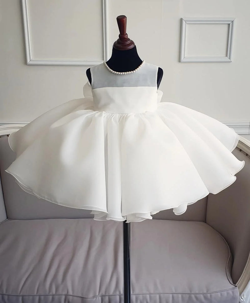 "Elegant "Ainsley-Marie" Ivory Voile Occasion Dress