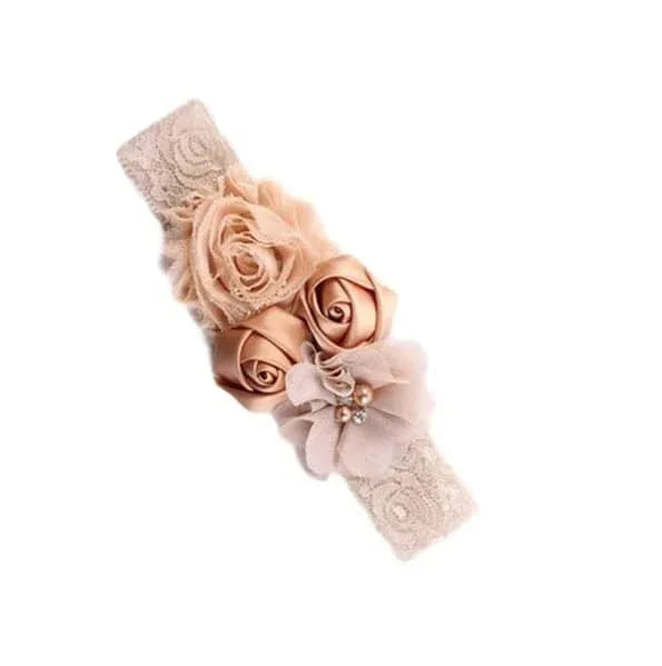 Chiffon Flower Baby Headband with Lace for Newborns - The Palm Beach Baby