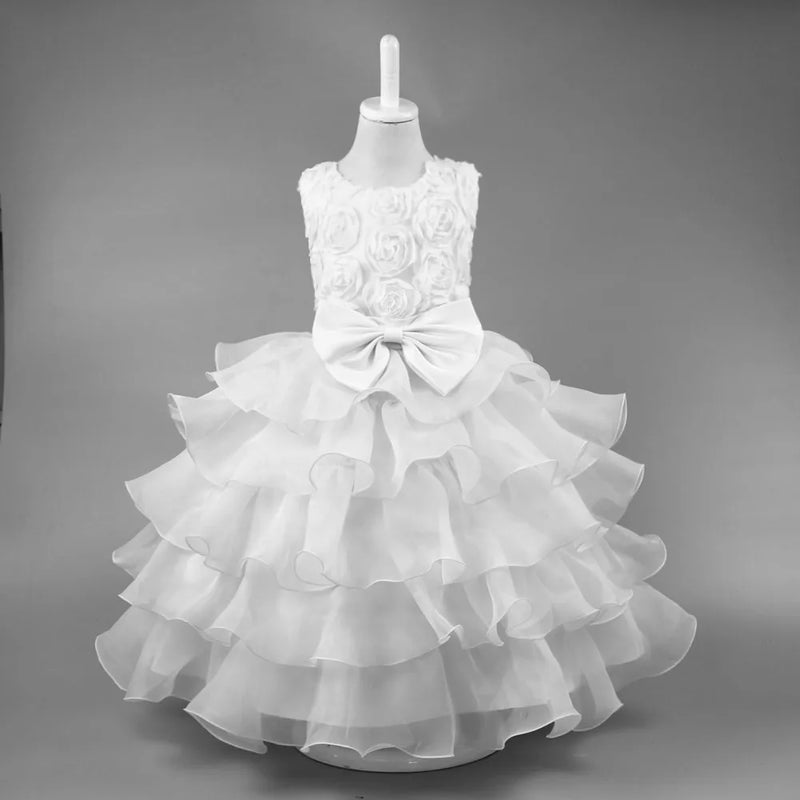 "Solange" Rosette Tiered Special Occasion Dress