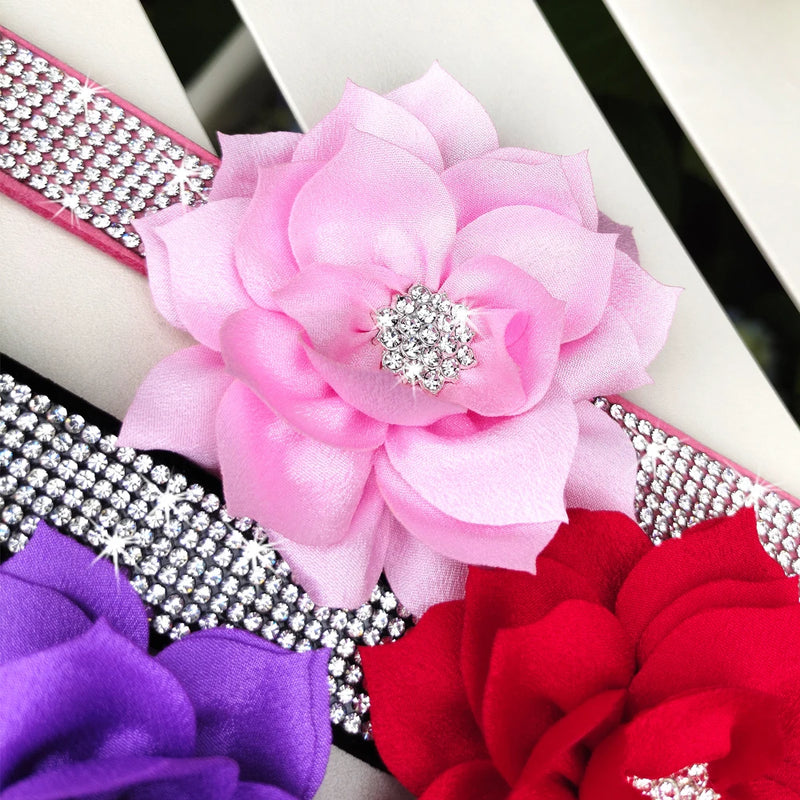 "Floral Elegance" Rhinestone Pet Collar