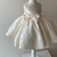 Cassidy Embroidered Special Occasion Girls Dress - Creamy Yellow or Palm Way Pink