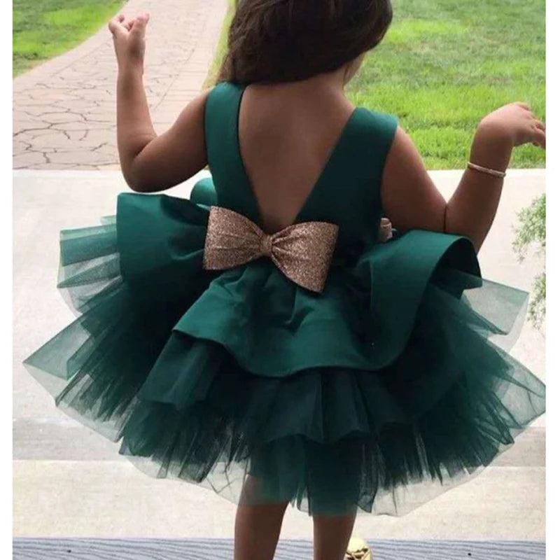 "Catalina" Tiered V-Back Dress With Big Bow