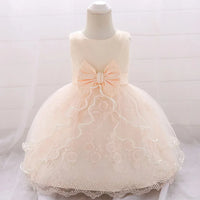 Elegant Pearl Bow Dress for Girls in Stylish Lace- 5 Chic Colors - The Palm Beach Baby