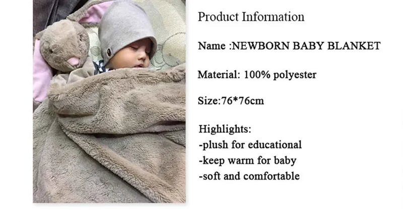 Cute Animal Baby Toddler Blanket/Toy