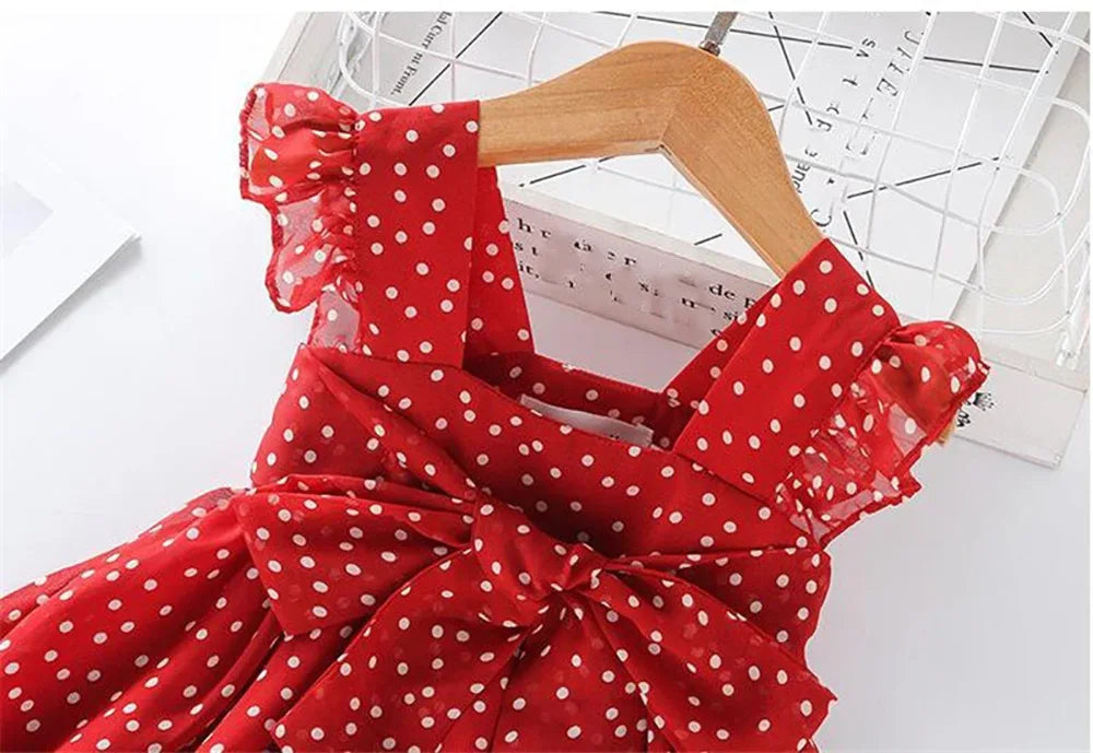 'Polka Sweetie' Adorable Polka Dot Party Dress for Girls – Sleeveless, Ruffled, Knee-Length Design - The Palm Beach Baby