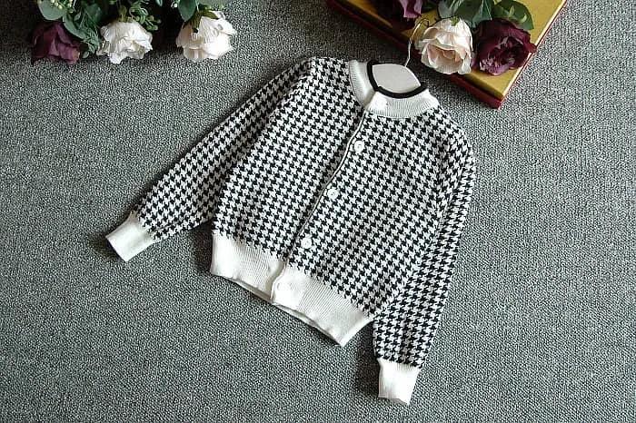 "Sacha-Marie" Knitted Girls Houndstooth Skirt Set - 2 Classic Colors - The Palm Beach Baby