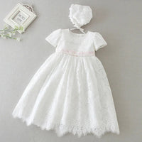 'Nicole-Charice' Lace Occasion Gown & Bonnet - Elegant Christening Gown for Girls 0-24 Months - The Palm Beach Baby
