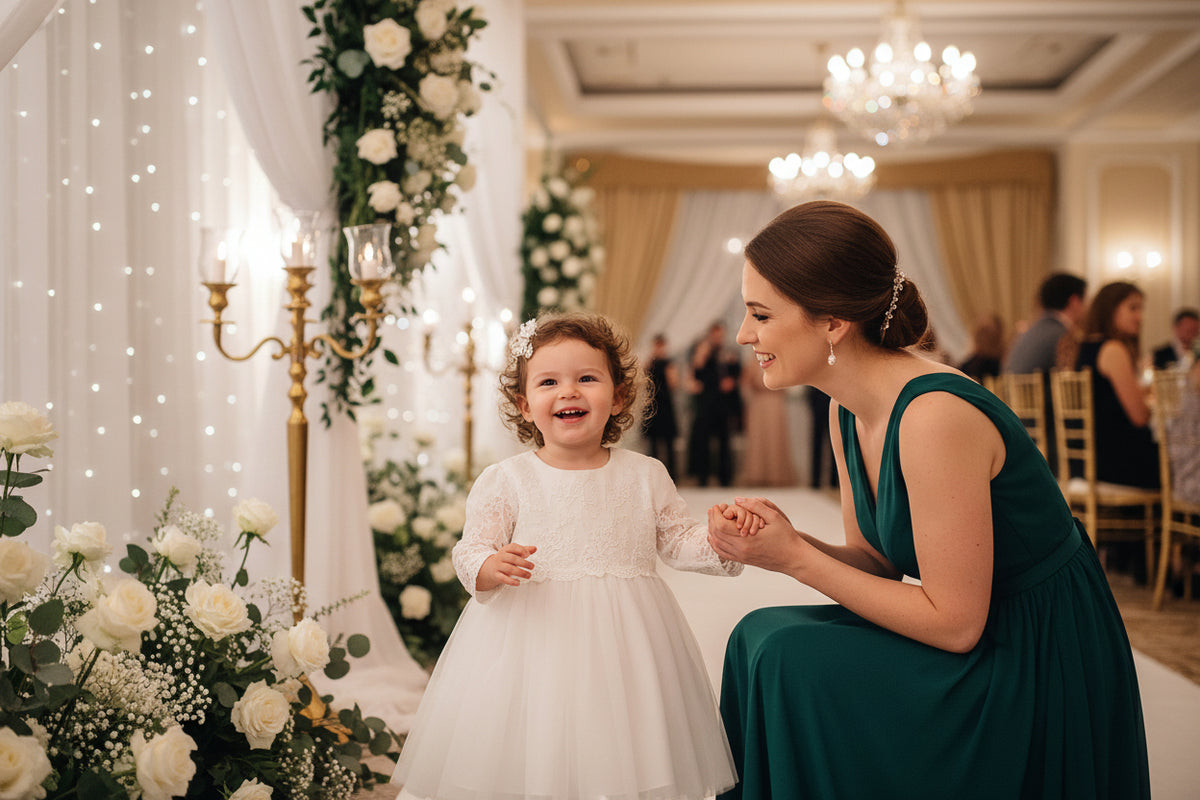 "Tina" White Lace Baptism Dress With Matching Bonnet 2 Piece Set - The Palm Beach Baby